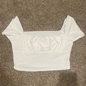 White ruched bust crop top